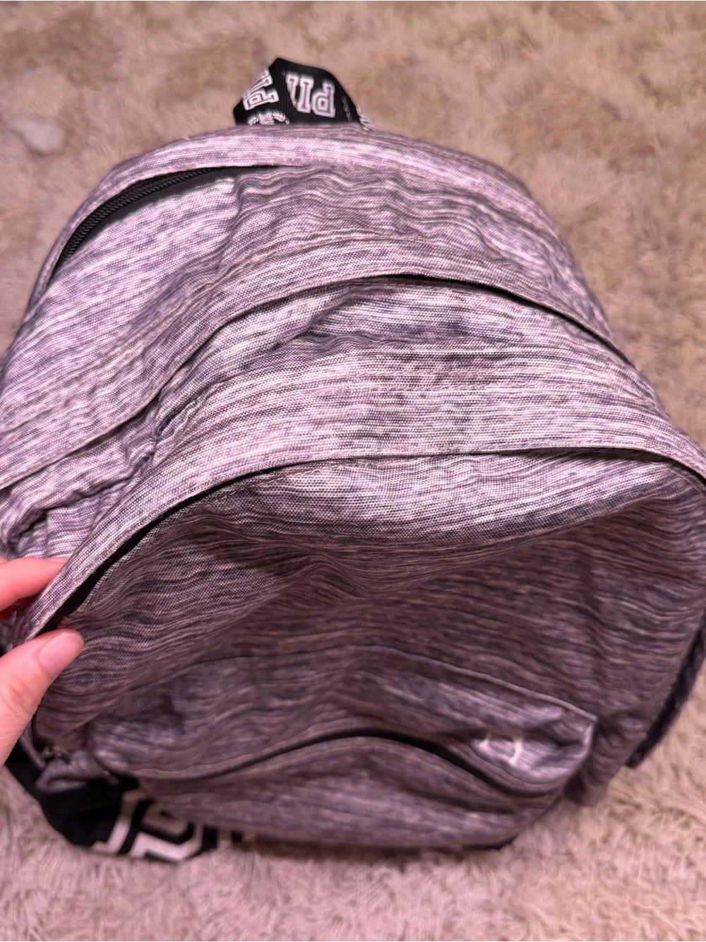 Victoria’s Secret PINK Campus Backpack Gray Black Logo School Travel Bag